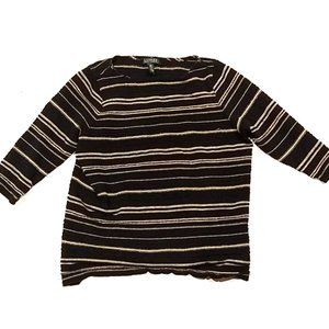Polo black and gold stripe top 3/4 sleeve